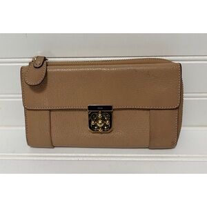 CHLOE Elsie Long Beige Leather Large Wallet Clutch